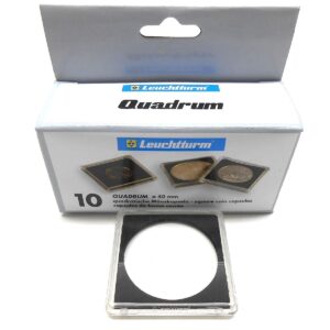 40mm - 10 Quadrum Square Coin Holder Capsules for 10 EURO, 2000 Ptas Common