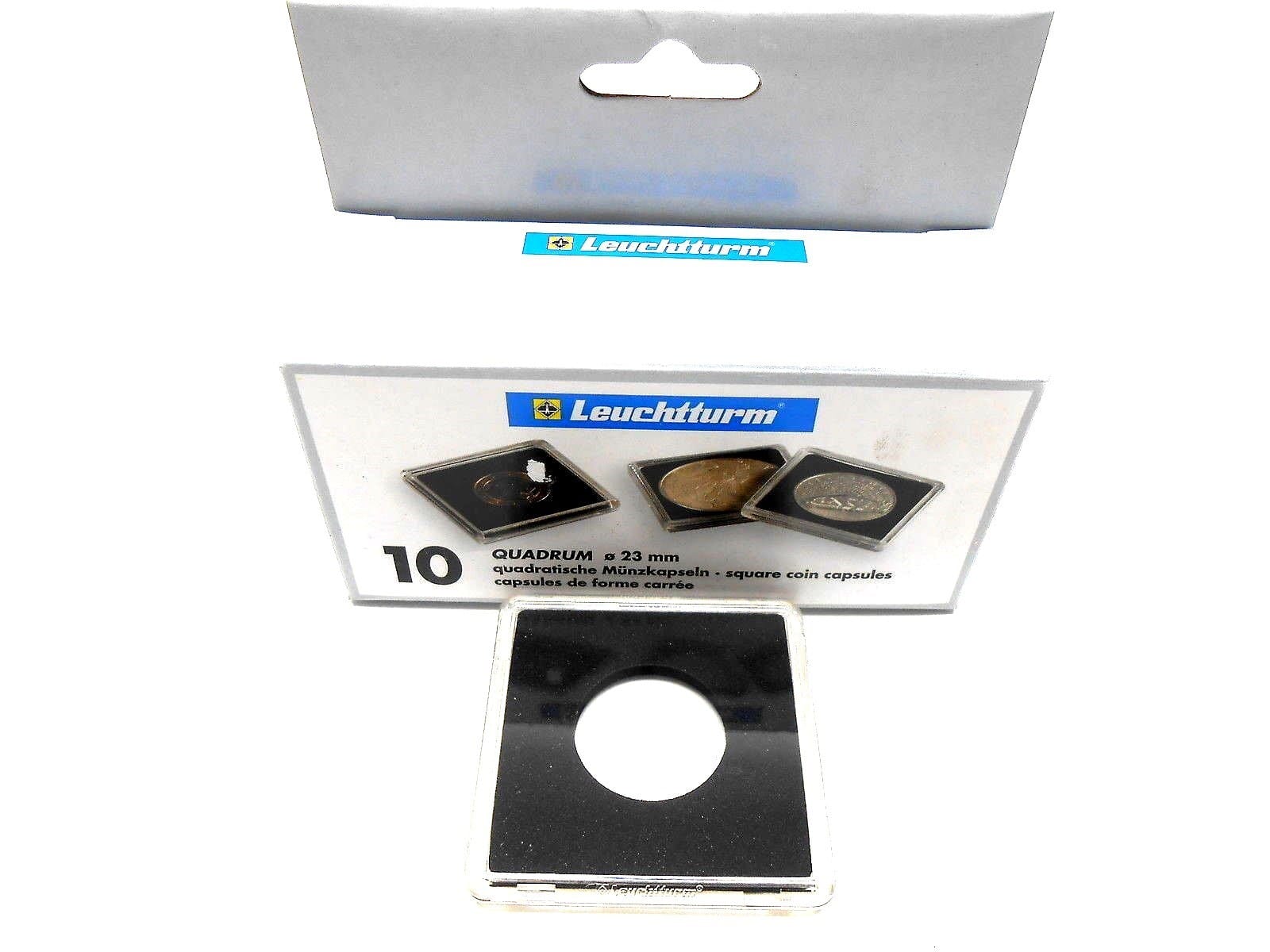 23Mm - 10 Quadrum Square Coin Holders (Capsules) For 1 Euro, 20 Mk And Others 1 23mm - 10 Quadrum Square Coin Holders (Capsules) for 1 Euro, 20 Mk and others
