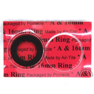 16mm AIR-TITE CAPSULE (HOLDER) FOR COIN, AIRTITE w BLACK RING - FREE SHIPPING