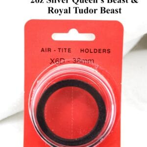 X6 DEEP w 38mm Black Ring Air Tight Coin Capsule Holder / 2oz Royal Tudor Beast