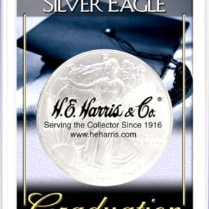 Graduation Cap & Tassel 1oz American Silver Eagle 2x3 Frosty for the Graduate