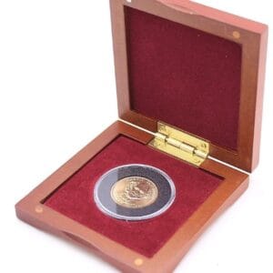 Cherry Finish Wood Box with Airtite Coin Capsule for Small & President US Dollar