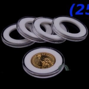 25 Airtite Coin Capsules w White Rings for SAC, SBA & President Dollars, 26mm