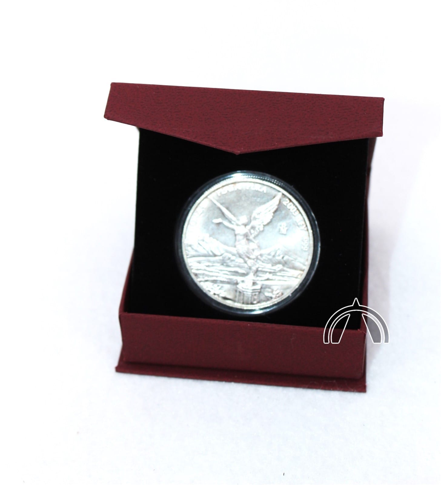 Burgundy Box | Mexican 1Oz Silver Libertad In Direct Fit Air Tight Coin Capsule 1 Burgundy Box | Mexican 1oz Silver Libertad in Direct Fit Air Tight Coin Capsule