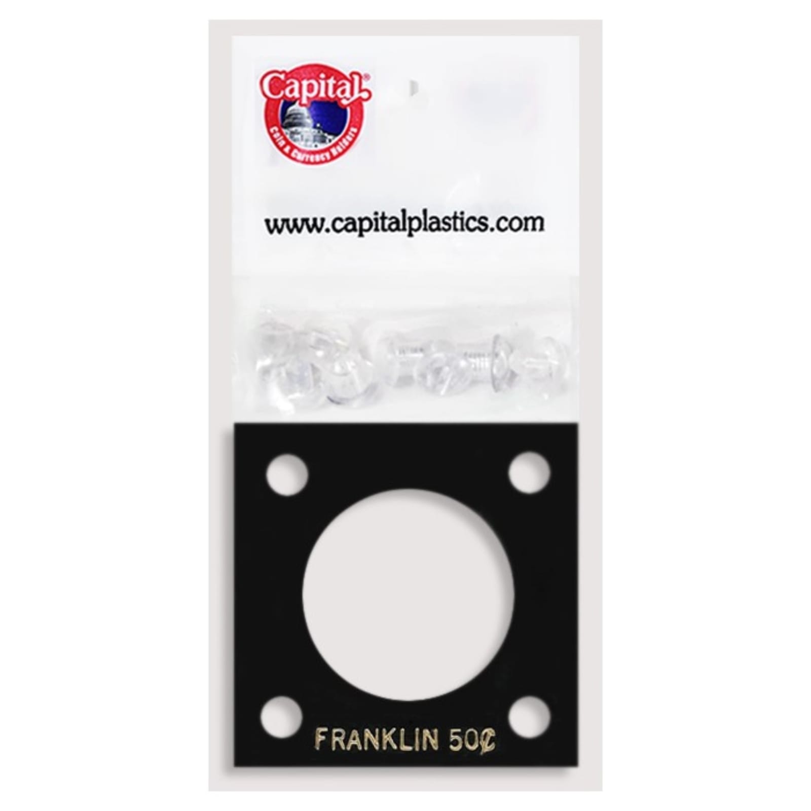 Capital Plastics Holder 2X2 For Us 1/2 $ - Franklin Half Dollar - Black 1 Slot 1 Capital Plastics Holder 2x2 for US 1/2 $ - Franklin Half Dollar - Black 1 Slot