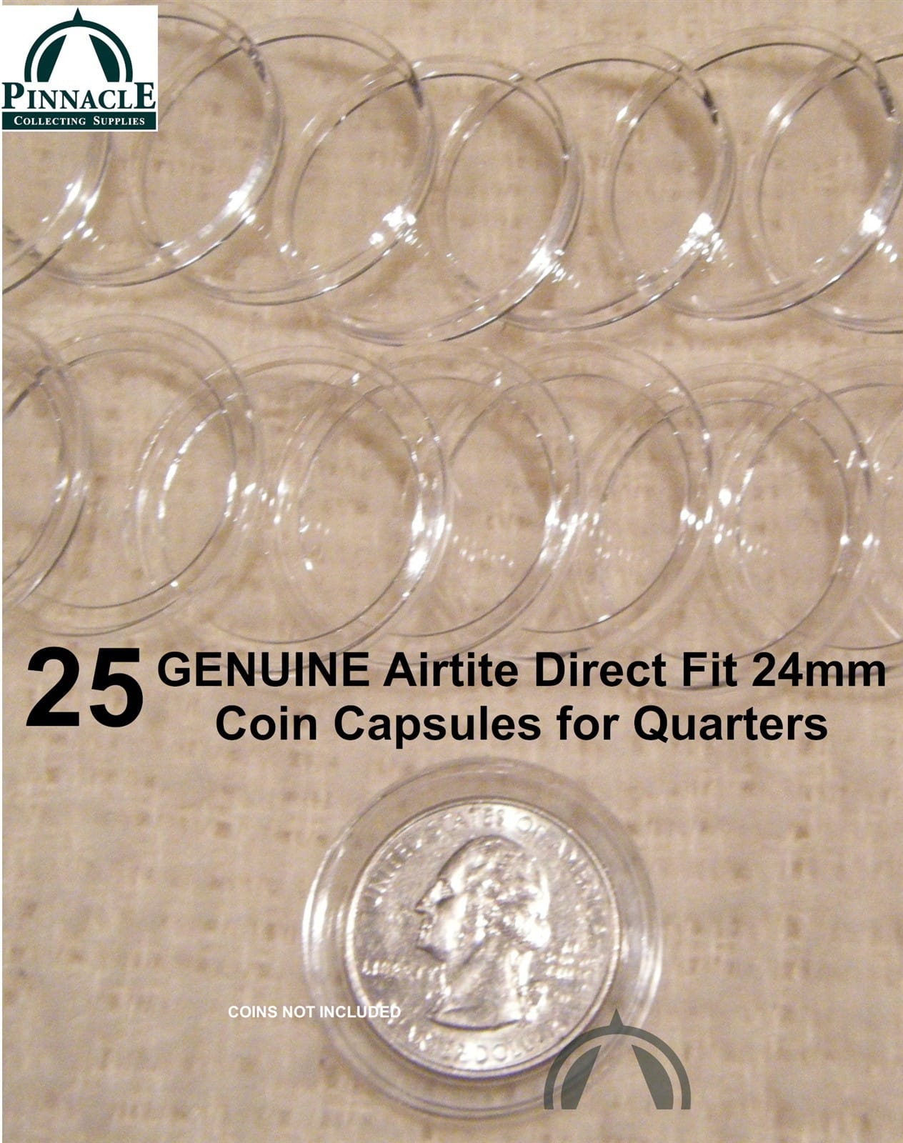 25 24Mm Genuine Airtite Direct Fit Coin Capsule Holders For Us Quarter / 25 Cent 2 25 24mm GENUINE Airtite Direct Fit Coin Capsule Holders for US Quarter / 25 Cent - Image 2