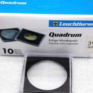 39mm - 10 Quadrum Square Coin Capsule Holders for Silver Round & 39mm Diam Coins