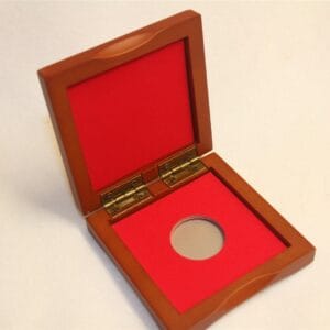 Cherry Finished Case & Model A21 Airtite Coin Capsule, US Nickel, RED Interior
