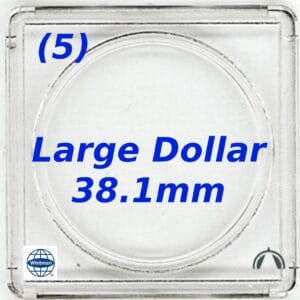 5 Whitman Clear Plastic 2x2 Snaplock Coin Holders for US Large Silver Dollars