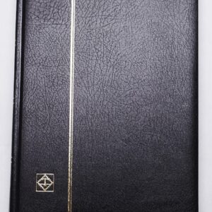 BLACK LEATHER 32 Page Stamp Stock Book w Black Pages, 9 Strips/Page