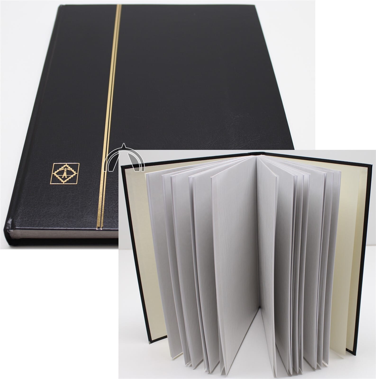Black 32 Page Hardcover Stamp Stock Book, White Pages, Double Glassine, 9 Strips 1 BLACK 32 Page Hardcover Stamp Stock Book, WHITE Pages, Double Glassine, 9 Strips