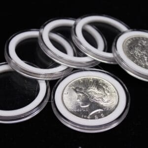 50 Genuine Airtite Coin Capsules w WHITE Rings for Morgan Peace Ike Dollars 38mm