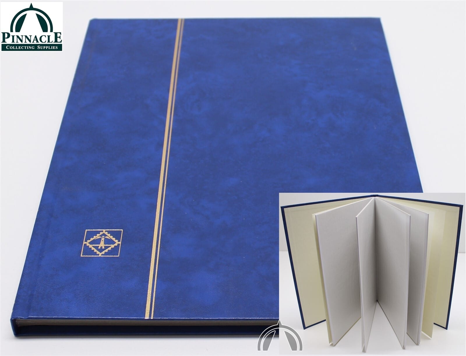 Blue 16 Page Hardcover Stamp Stock Book, White Pages, Double Glassine, 9 Strips 1 BLUE 16 Page Hardcover Stamp Stock Book, WHITE Pages, Double Glassine, 9 Strips