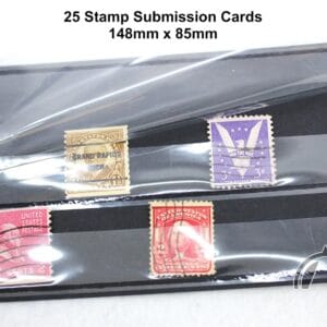 25 Black Stamp Collecting Submission Approval Cards, 2 Strips, Archival Quality