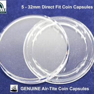 5 Pack - 1oz Gold Eagle Coin Capsules / GENUINE AirTite Holders / H32 32mm Diam