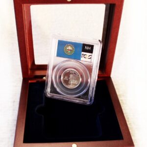 Wood Box for 1 Certified Coin Slab from PCGS or NGC / Glass Top & Mahogany