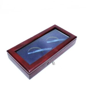 Wood Box with Glass Top for Two 1zo Silver Round Medallions