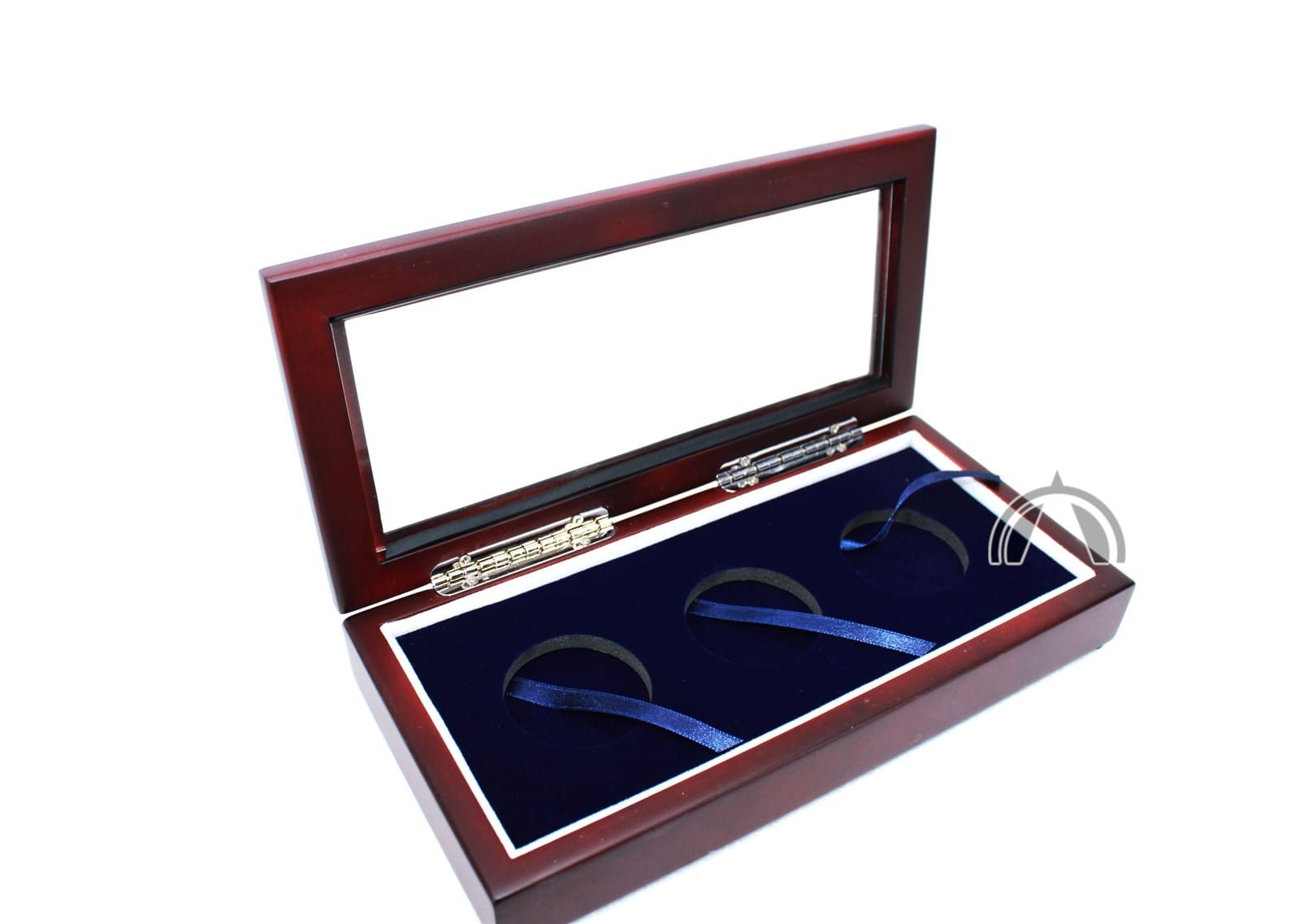 Wood Box With Glass Top For 3 American 1Oz Silver Eagle / Walking Liberty Coins 2 Wood Box with Glass Top for 3 American 1oz Silver Eagle / Walking Liberty Coins - Image 2