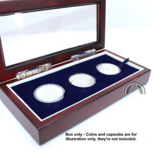 Wood Box with Glass Top for 3 Mexico 1oz Silver Libertads (1996-Present) Coins