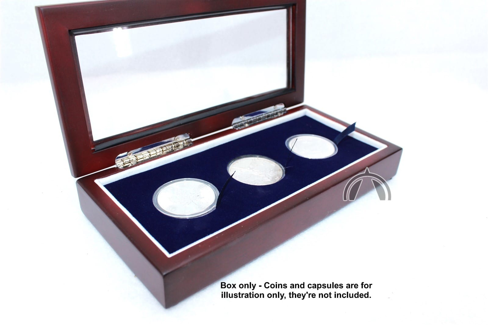 Wood Box With Glass Top For 3 Canadian 1Oz Silver Maple Leaf Coins 3 Wood Box with Glass Top for 3 Canadian 1oz Silver Maple Leaf Coins - Image 3