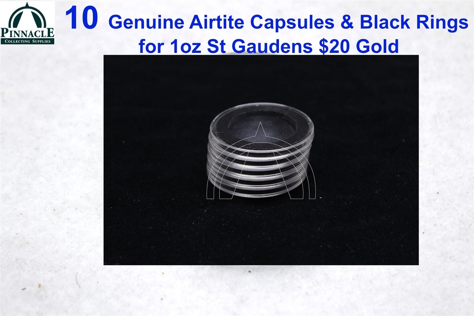 10 Genuine Airtite Coin Capsule &Amp; 34Mm Black Rings For 1Oz St Gaudens $20 Gold 2 10 Genuine Airtite Coin Capsule & 34mm Black Rings for 1oz St Gaudens $20 Gold - Image 2