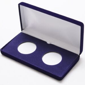 Blue Velvet Box for 2 American Silver Eagle Coins in Air Tight Capsules 2 H