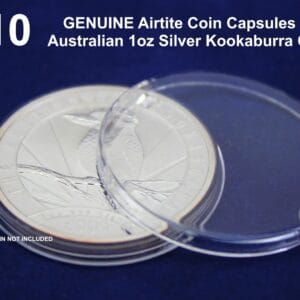 10 GENUINE Airtite Coin Capsules for Australian 1oz Silver Kookaburra - H 40.6mm