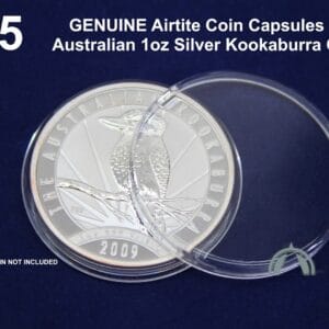 5 GENUINE Airtite Coin Capsules for Australian 1oz Silver Kookaburra - H 40.6mm