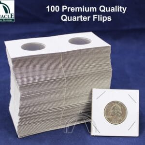 100 Premium 2x2 Cardboard & Mylar Flips for Quarters | Coin Holders