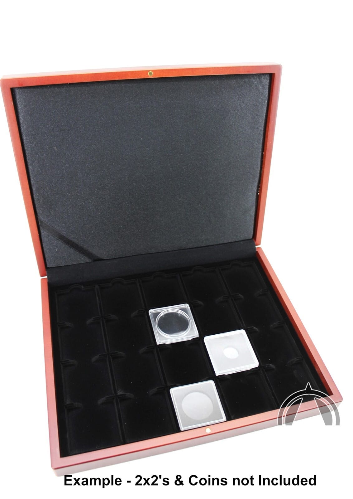 Wood Box For 20 2X2'S (50Mm X 50Mm) And Quadrum Coin Holders - Mahogany Finish 1 Wood Box for 20 2x2's (50mm x 50mm) and Quadrum Coin Holders - Mahogany Finish