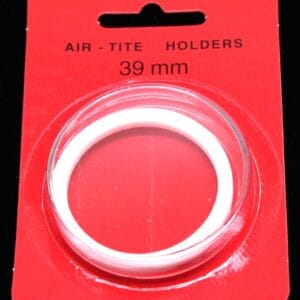 39mm AIRTITE COIN CAPSULE HOLDER w/ WHITE RING FOR 1oz SILVER or COPPER ROUNDS