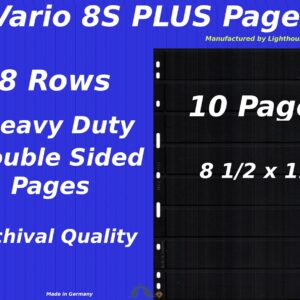 10 Vario 8S PLUS Pocket Double Sided Pages for Stamp & Ticket Collecting 8 Rows