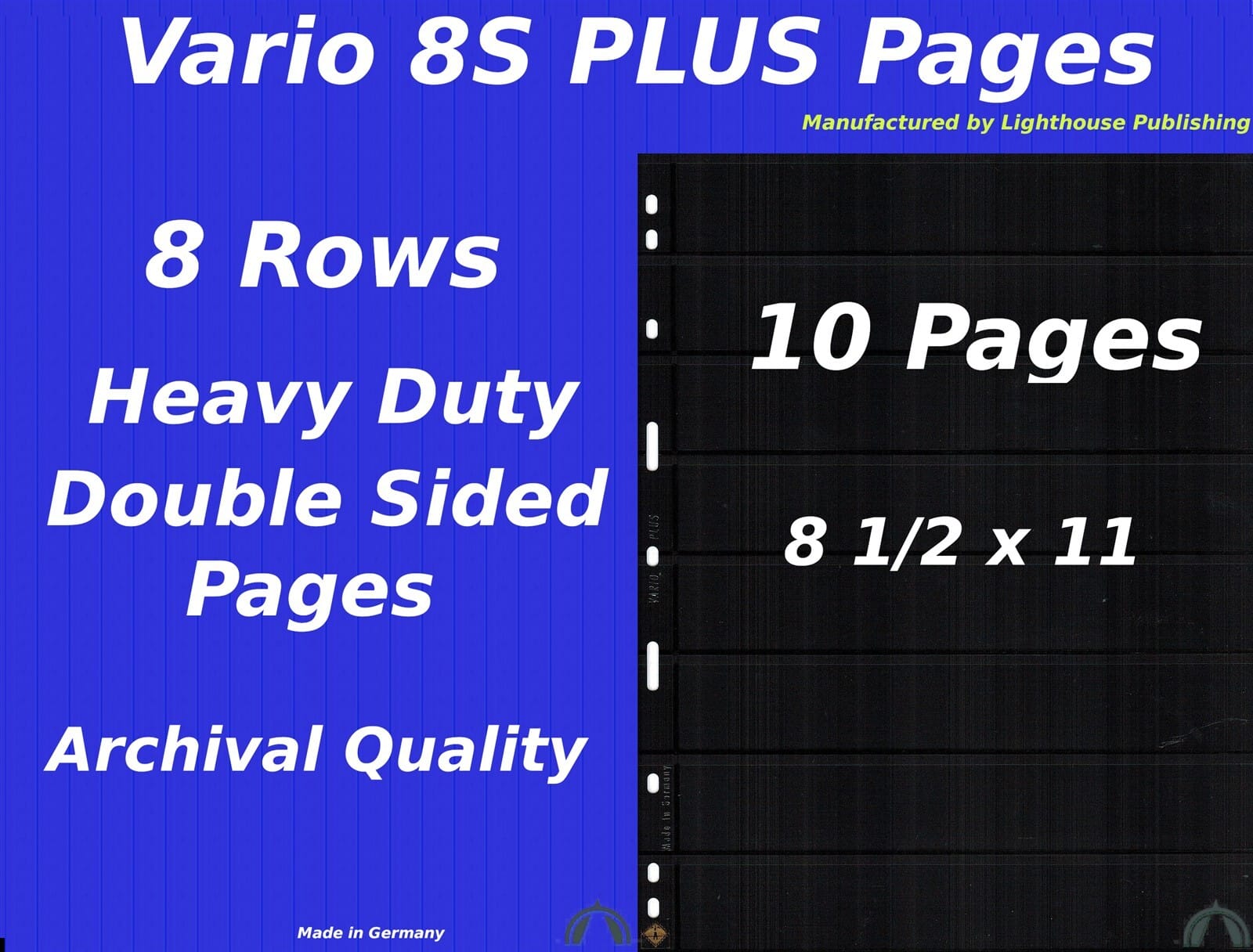 10 Vario 8S Plus Pocket Double Sided Pages For Stamp &Amp; Ticket Collecting 8 Rows 1 10 Vario 8S PLUS Pocket Double Sided Pages for Stamp & Ticket Collecting 8 Rows