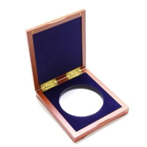 Cherry Wood Box for America the Beautiful Silver 5 Ounce Quarter, Blue Interior
