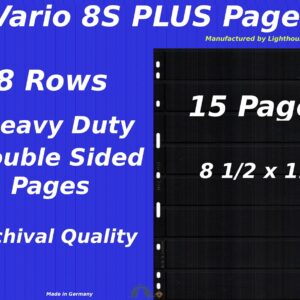 15 Vario 8S PLUS Pocket Double Sided Pages for Stamp & Ticket Collecting 8 Rows