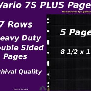 5 VARIO 7S PLUS 7 Pocket Double Sided Pages for Stamp & Other Collecting, Black
