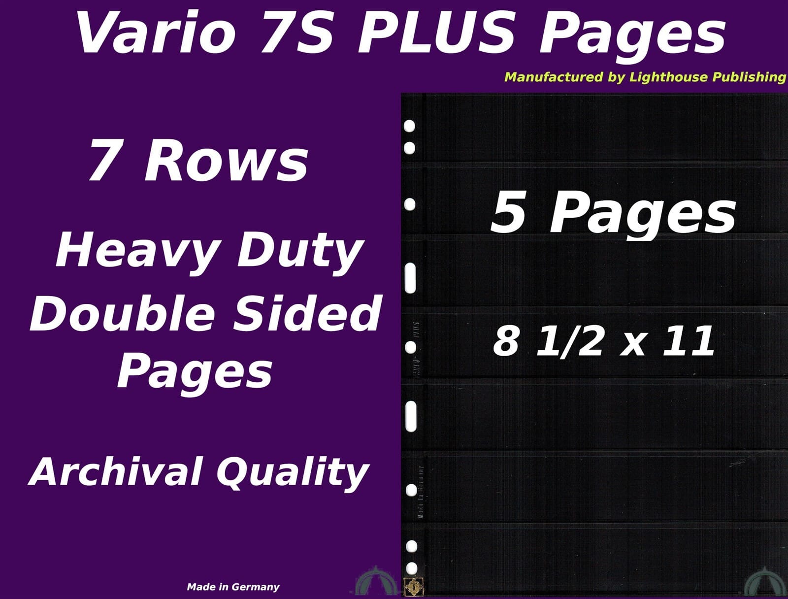 5 Vario 7S Plus 7 Pocket Double Sided Pages For Stamp &Amp; Other Collecting, Black 1 5 VARIO 7S PLUS 7 Pocket Double Sided Pages for Stamp & Other Collecting, Black