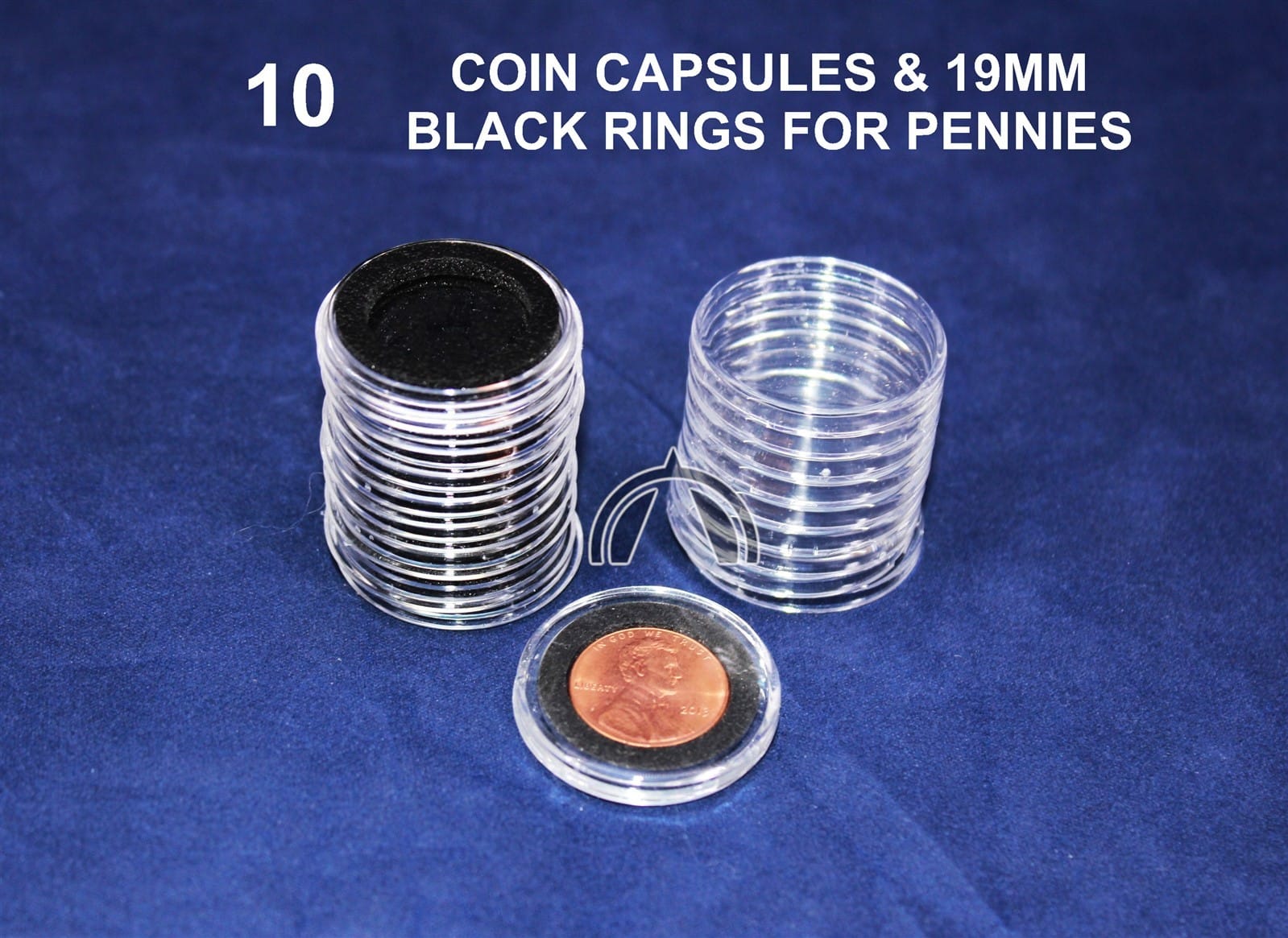 10 Genuine Airtite Coin Capsules Holder With Black Rings For Penny, 19Mm 1 10 Genuine Airtite Coin Capsules Holder with Black Rings for Penny, 19mm