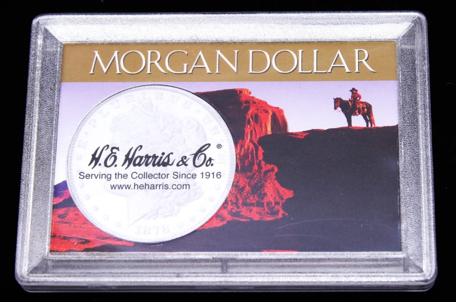 Morgan Silver Dollar Case With Western Image , 2X3 1 Morgan Silver Dollar Case with Western Image , 2x3
