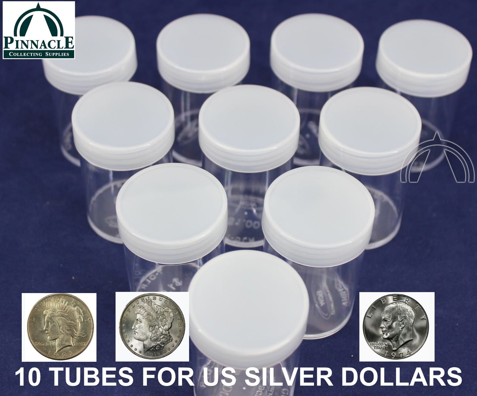 5 Large Dollar Round Coin Tubes W Screw Lid Silver Dollars Peace Morgan &Amp; Ike 2 5 Large Dollar Round Coin Tubes w Screw Lid Silver Dollars Peace Morgan & Ike - Image 2