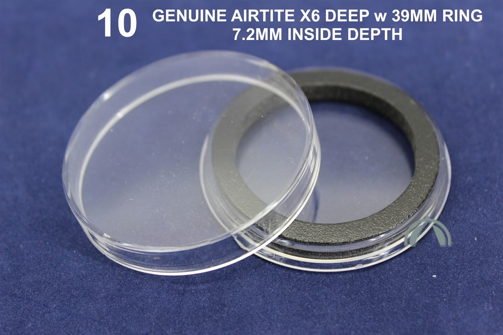 10 Pack Genuine Airtite X6 Deep Capsules W 39Mm Black Ring For High Relief Coins 1 10 Pack GENUINE Airtite X6 Deep Capsules w 39mm Black Ring for High Relief Coins