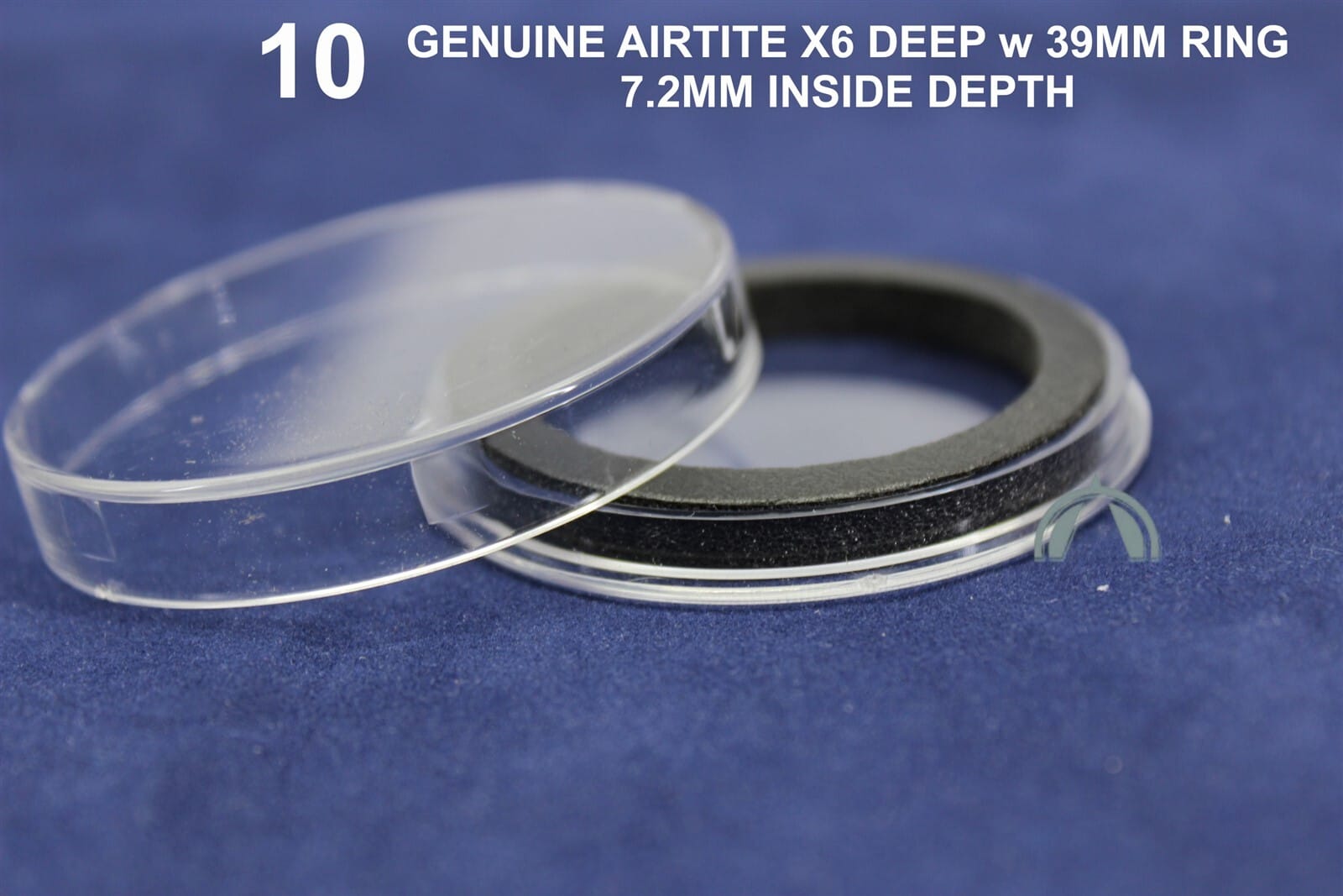 10 Pack Genuine Airtite X6 Deep Capsules W 39Mm Black Ring For High Relief Coins 2 10 Pack GENUINE Airtite X6 Deep Capsules w 39mm Black Ring for High Relief Coins - Image 2