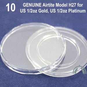 10 GENUINE Airtite 27mm Direct Fit Coin Capsules Fits 1/2oz Gold 1/2oz Platinum