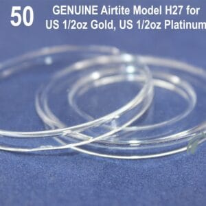 50 GENUINE Airtite 27mm Direct Fit Coin Capsules Fits 1/2oz Gold 1/2oz Platinum