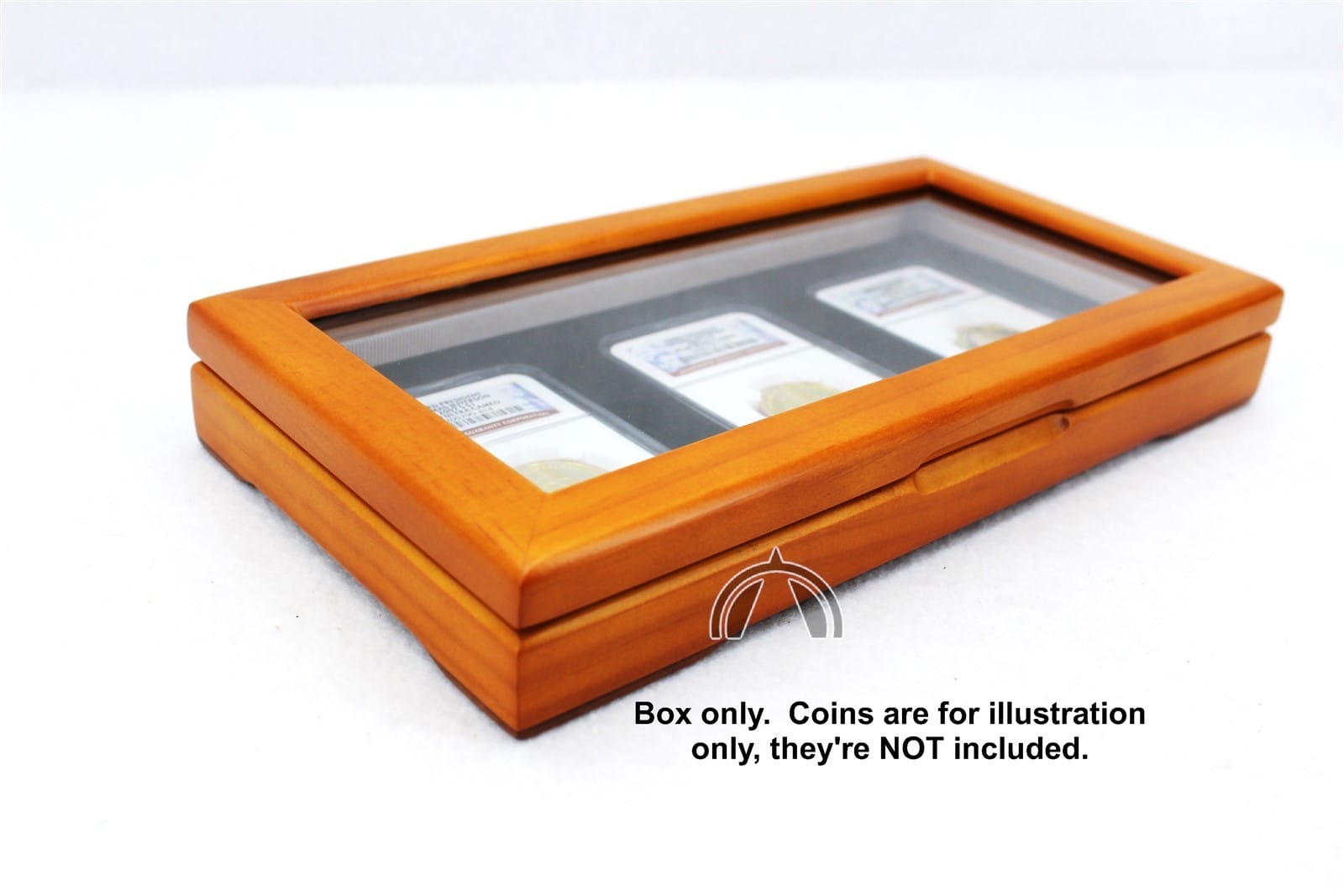 Glass Top Wood Display Box For 3 Certified Coin Slabs From Pcgs Or Ngc 3 GLASS TOP WOOD DISPLAY BOX for 3 CERTIFIED COIN SLABS from PCGS or NGC - Image 3