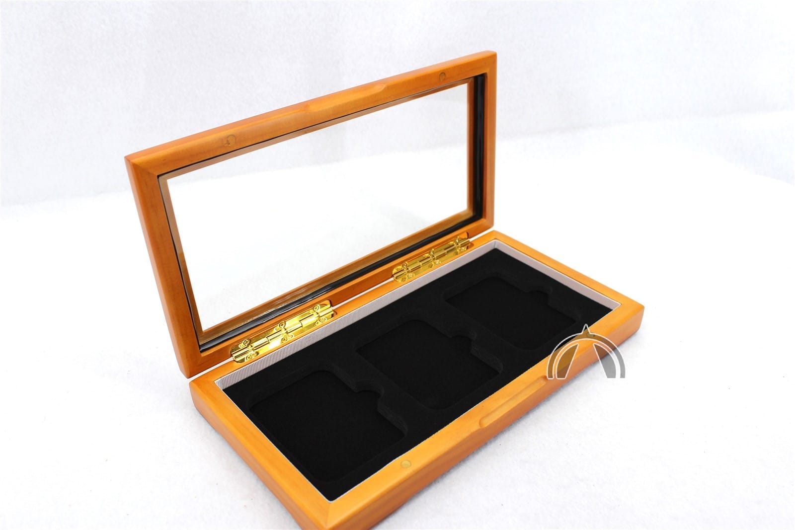 Glass Top Wood Display Box For 3 Certified Coin Slabs From Pcgs Or Ngc 4 GLASS TOP WOOD DISPLAY BOX for 3 CERTIFIED COIN SLABS from PCGS or NGC - Image 4