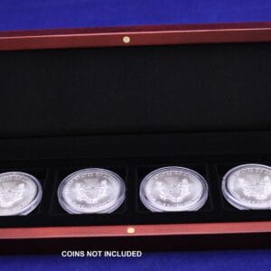 Mahogany Wood Grain Box for 4 American Silver Eagle in H40 Large Coin Capsules