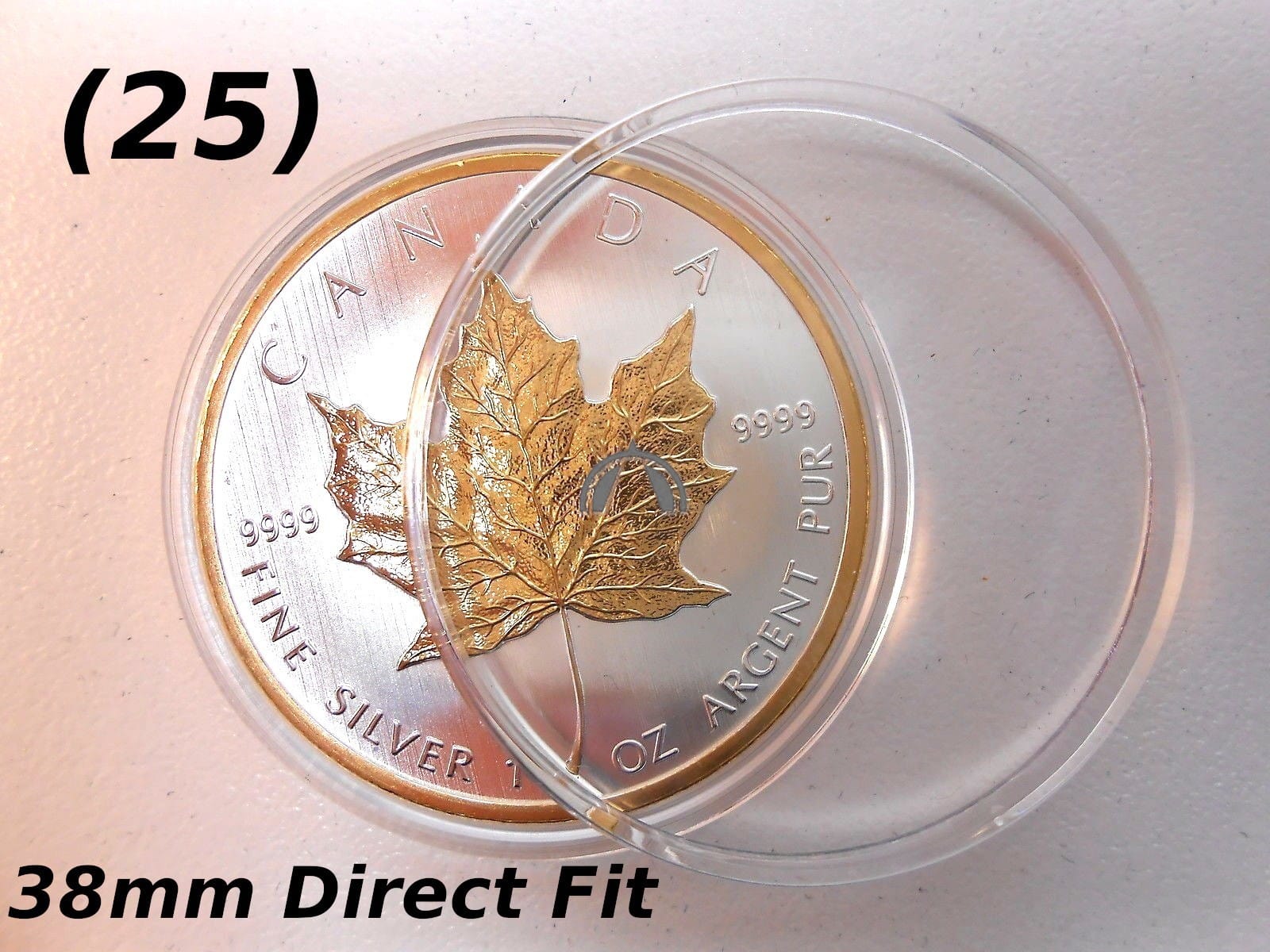 25 Airtite Coin Capsule Holders For Canadian 1 Oz Silver Maple Leaf, 38Mm 1 25 Airtite Coin Capsule Holders for Canadian 1 oz Silver Maple Leaf, 38mm