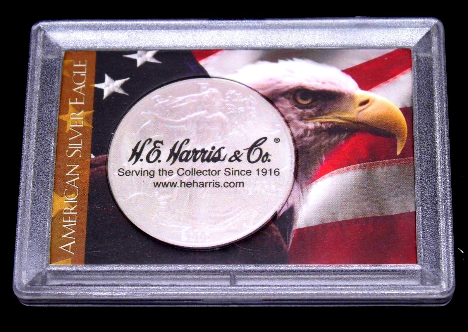 American Silver Eagle Frosty Case With Eagle And American Flag By He Harris, 2X3 1 American Silver Eagle Frosty Case with Eagle and American Flag by HE Harris, 2x3