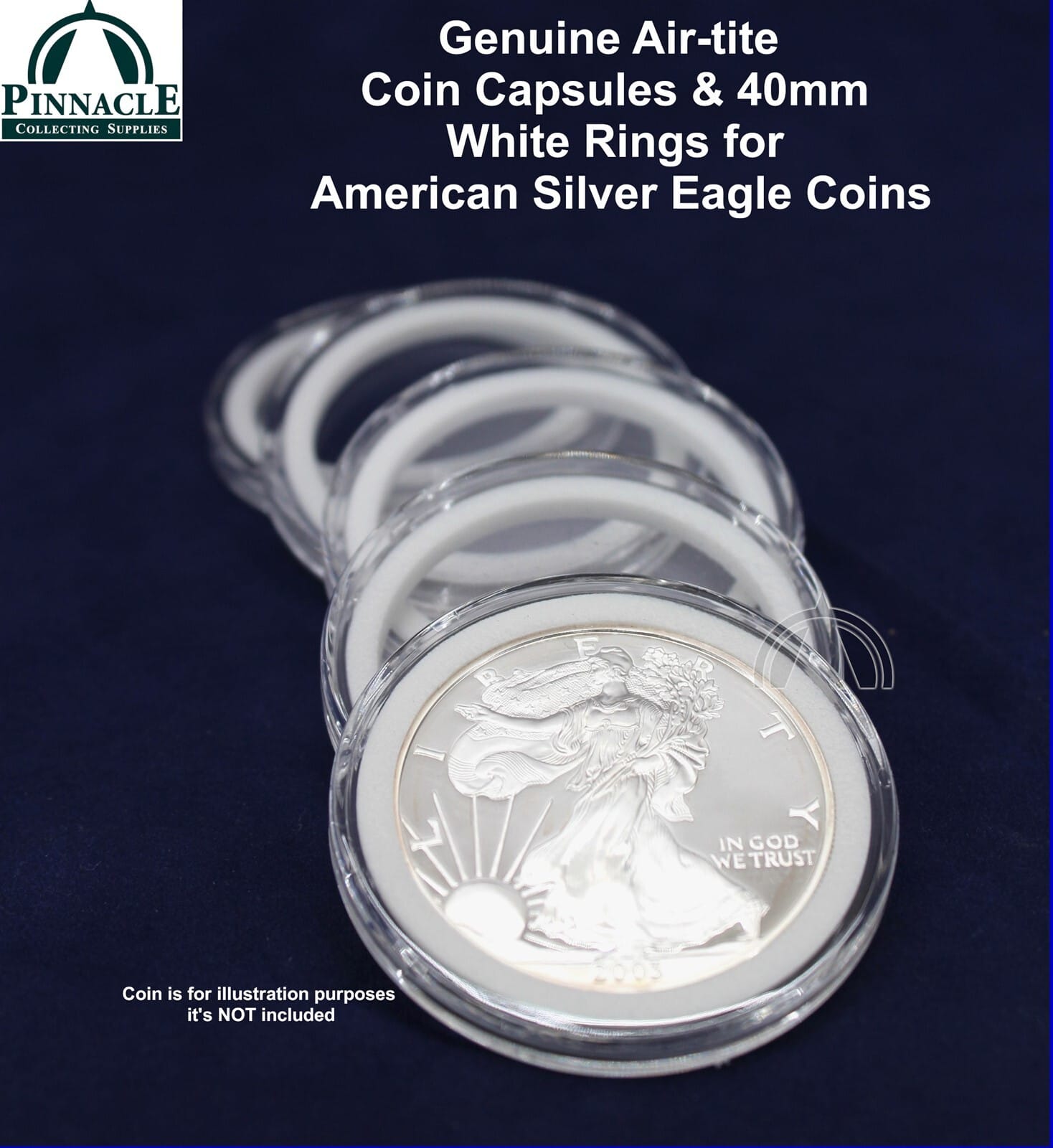 25 Airtite Coin Capsules With White Rings For 1Oz American Silver Eagle 40.6Mm 3 25 Airtite Coin Capsules with WHITE Rings for 1oz American Silver Eagle 40.6mm - Image 3